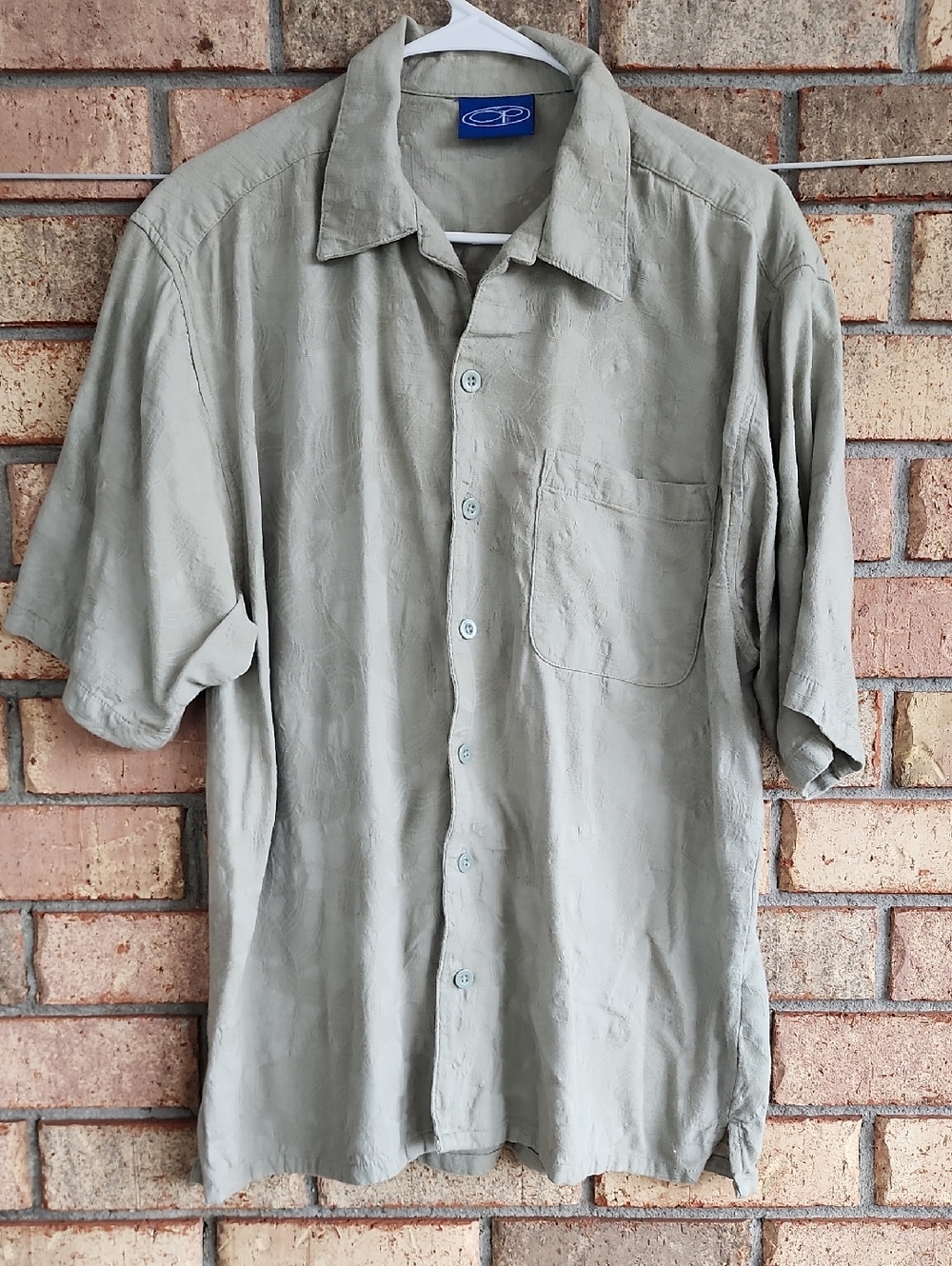 OP Men's Size‎ Medium Casual Short-Sleeve Button-Up Shirt - Sage